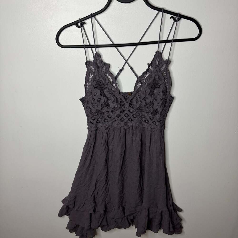 FP One Free People Adella Slip Dress Dark Gray Size S